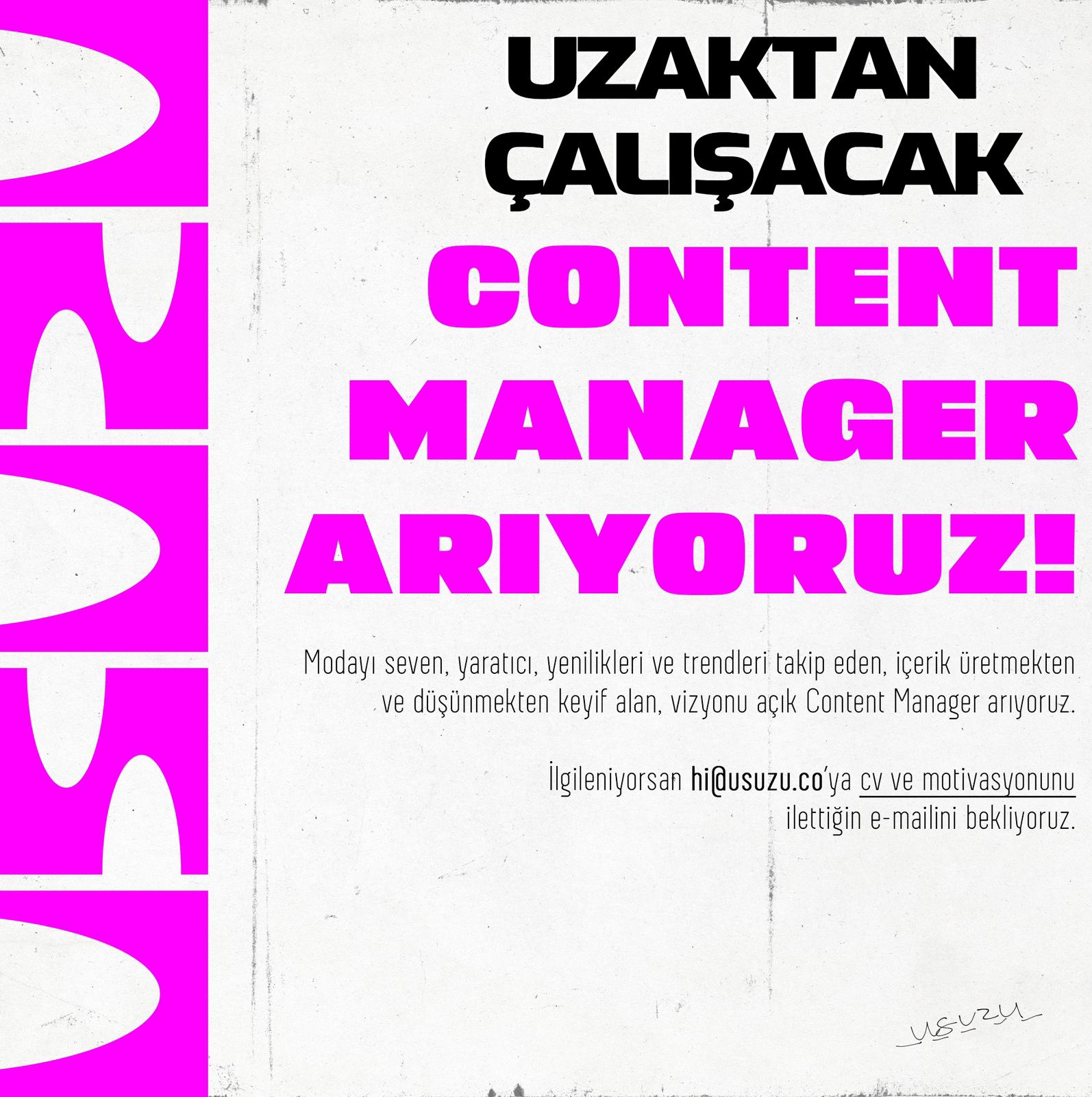 Uzaktan Çalışacak Content Manager arayanlar Uzaktan Çalışacak Content Manager iş ilanları - Usuzu