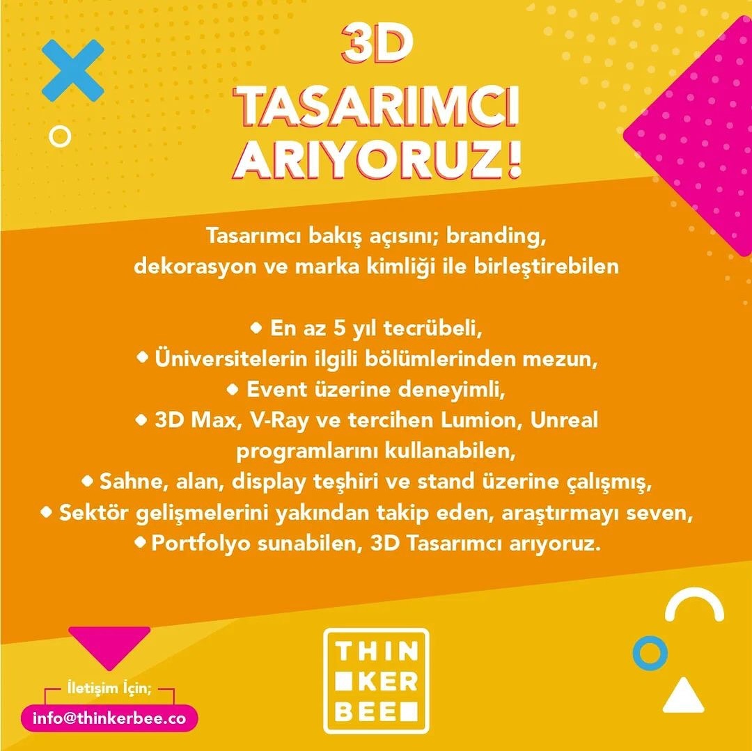 3D Tasarımcı arayanlar 3D Tasarımcı iş ilanları Thinkerbee Experience Agency