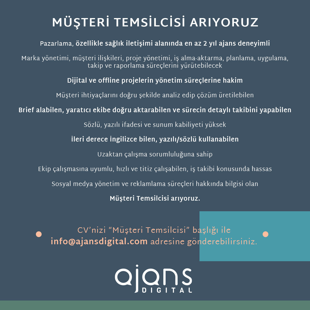 Uzaktan Çalışacak Marka / Müşteri Temsilcisi arayanlar Uzaktan Çalışacak Marka / Müşteri Temsilcisi iş ilanları Ajans Digital