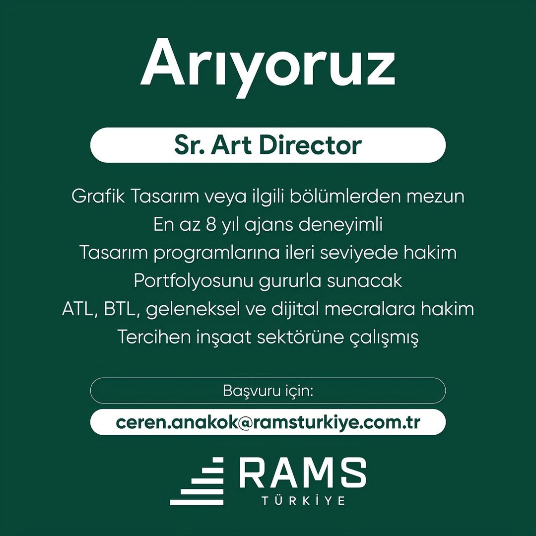 Sr. Art Director arayanlar - Rams Türkiye Sr. Art Director iş ilanları - Rams Türkiye