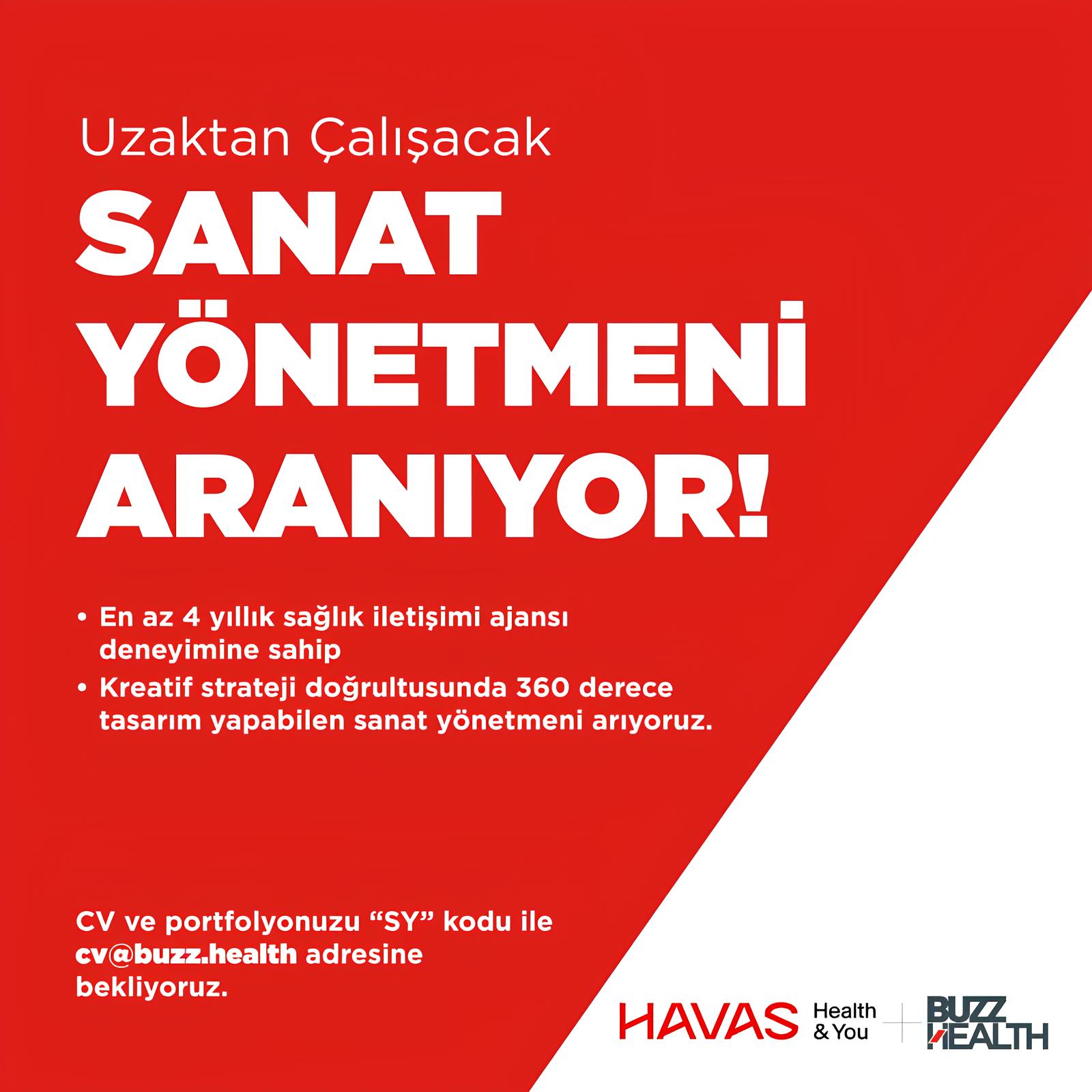 Uzaktan Çalışacak Sanat Yönetmeni arayanlar – HAVAS H&Y + BUZZ HEALTH Uzaktan Çalışacak Sanat Yönetmeni iş ilanları – HAVAS H&Y + BUZZ HEALTH
