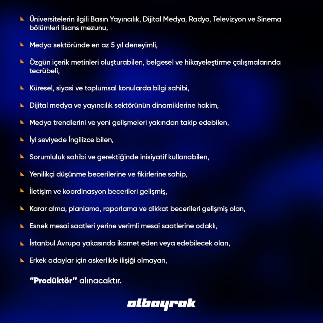 radyo tv iş ilanları Televizyon ve Sinema bölümleri iş ilanları