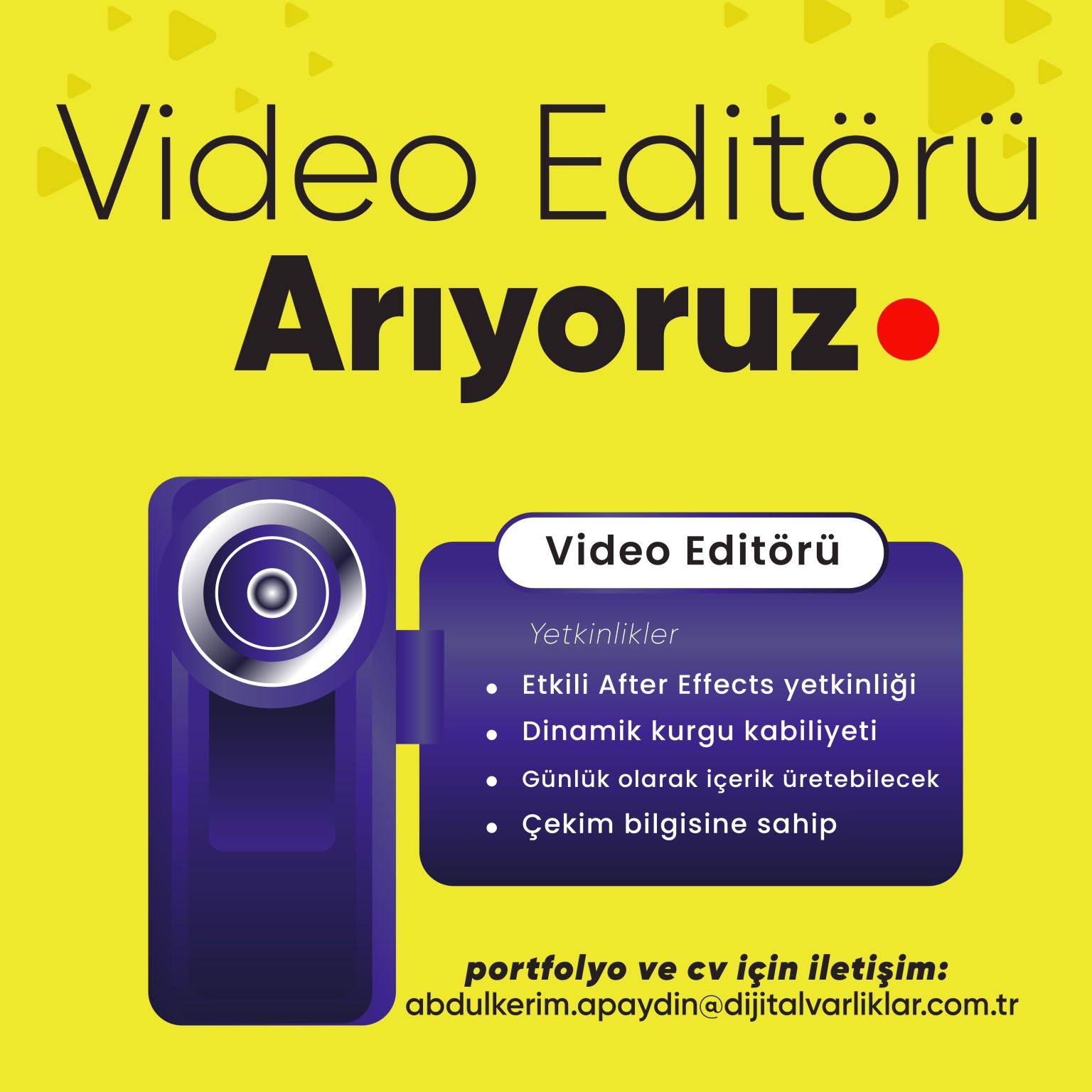 Video Editörü arayanlar - Türkiye Gençlik ve XTG Spor Video Editörü iş ilanları - Türkiye Gençlik ve XTG Spor