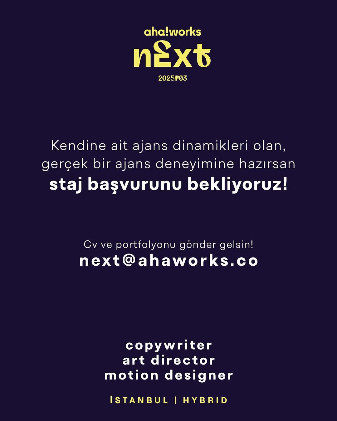 Stajyer Aranıyor - aha!works