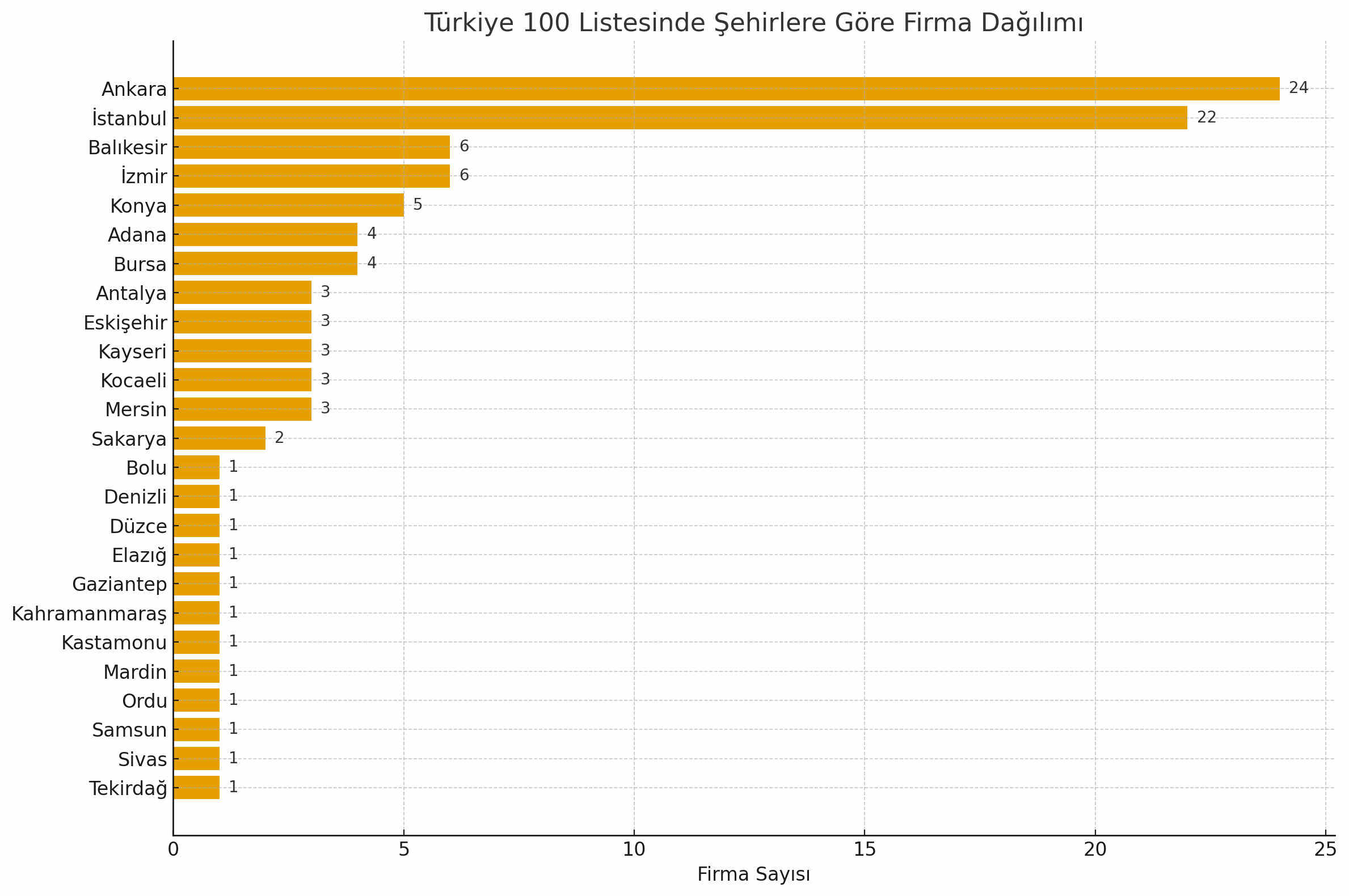 Turkiye 100 Listesinde Sehirlere