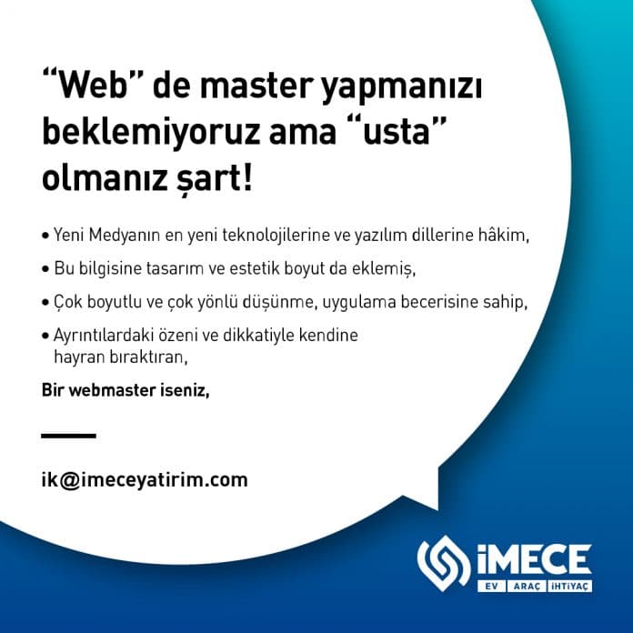 Imece Yatirim Webmaster Ariyor
