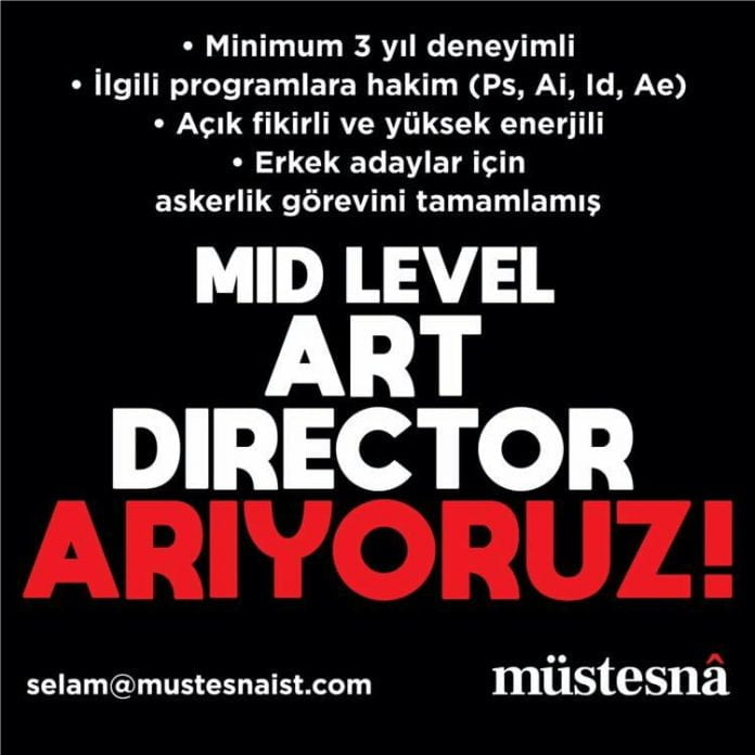Müstesna Reklam Ajansı Mid. Level Art Director Arıyor Mid. Level Art Director